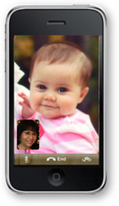 iPhone4s showing Facetime with granddaughter