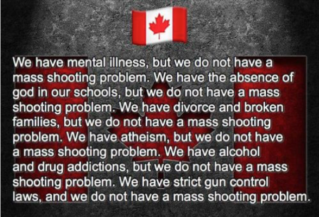 CANADA: We have mental illness, but we do not have a mass shooting problem.
